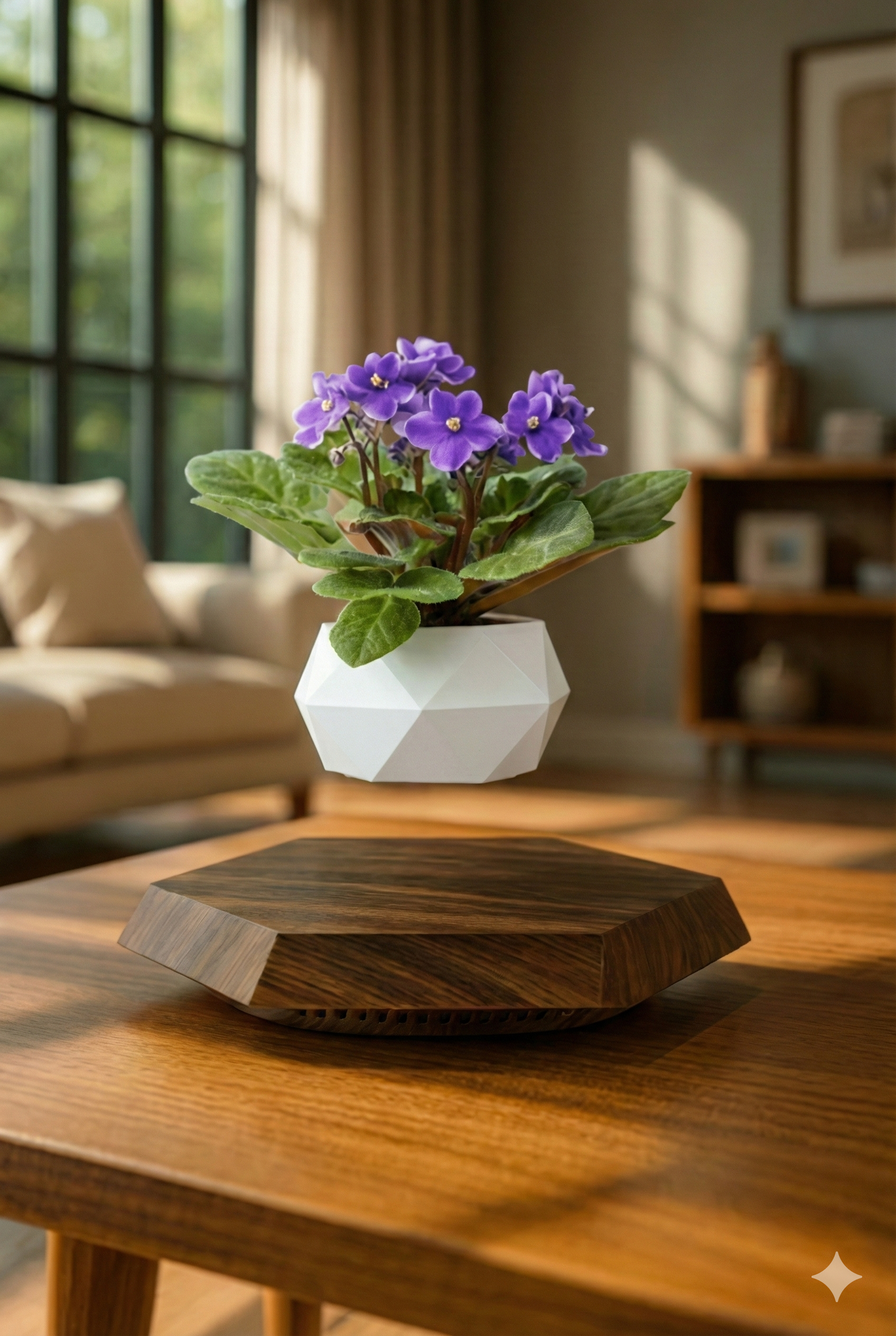 Levitating - Floating Flower Pot with Wood Base ©