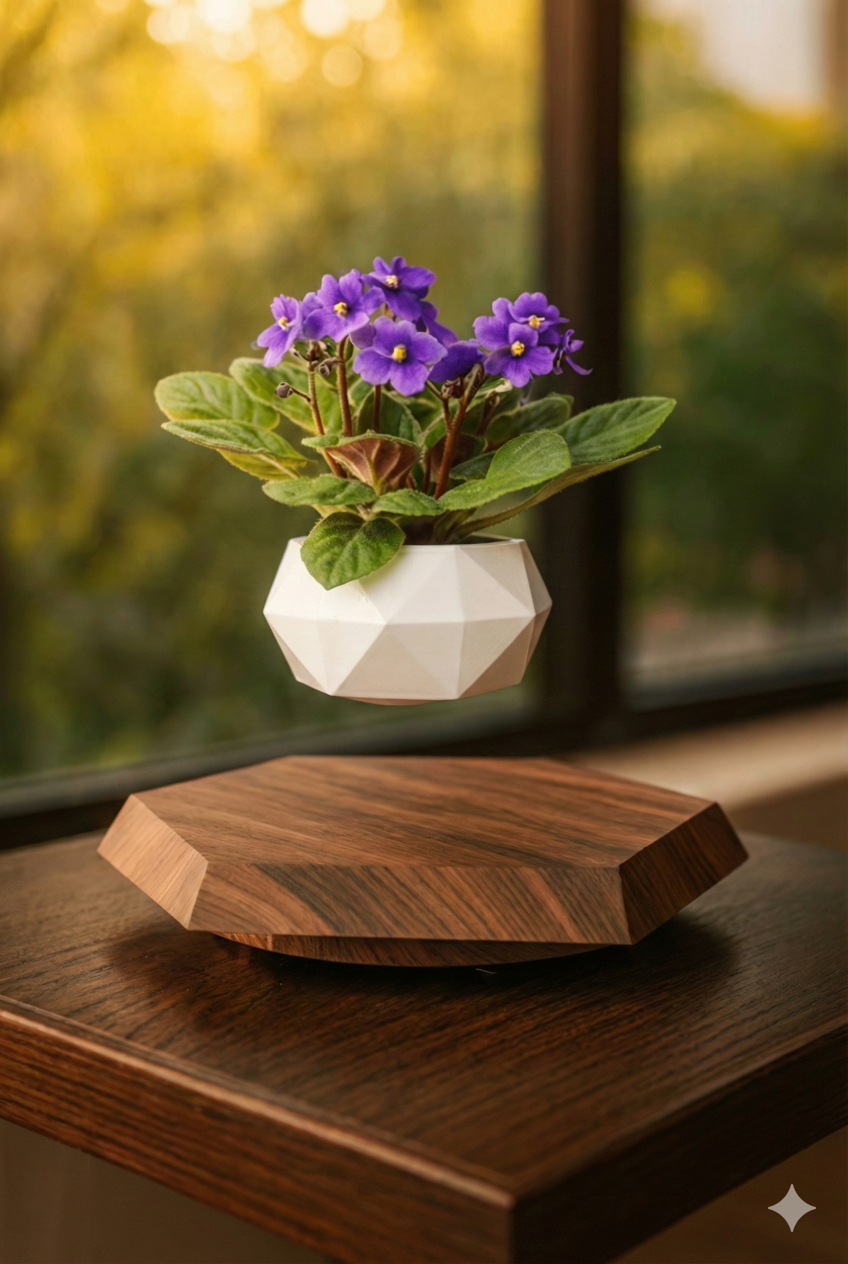 Levitating - Floating Flower Pot with Wood Base ©